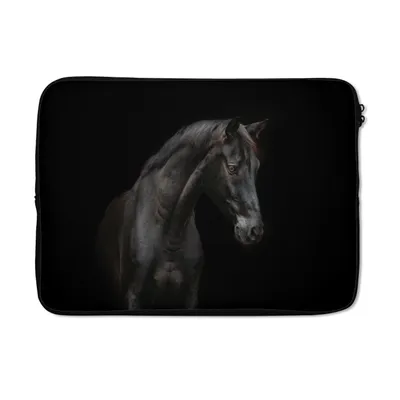 Produktbild von MuchoWow® Laptop Hülle 14 ZollPferd - Tiere - Schwarz - Porträt Laptoptasche - Laptoptasche - Stoßsicher - Schutzhaube