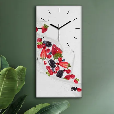 Produktbild von Wohnzimmer Leinwand Uhr Geräuschlos Küche 30x60 Früchte, Spritzen, Motive, schwarze Zeiger