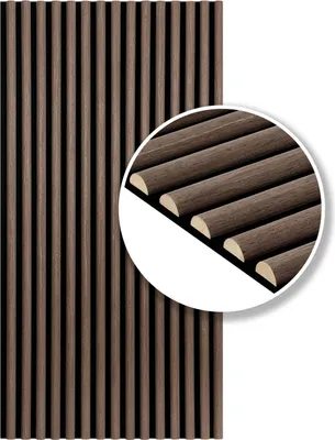 Produktbild von Faziango 2 Stück halbrunden Akustikpaneel Wandpaneel Moderne Wandpaneele  Akustik HolzwandHolz MDF Wandpaneele 120x60x2.1cm Walnuss