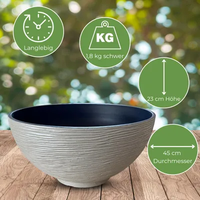 Produktbild von Solar Brunnen Set inkl. Akku - 45 cm Schale in creme
