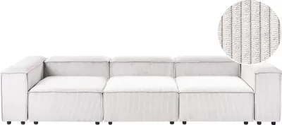 Zdjęcie produktu dla BELIANI Sofa modułowa złamana biel sztruksowa tapicerowana 3-osobowa moduły czarne nóżki nowoczesna kanapa