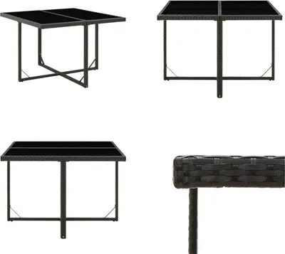 Produktbild von vidaXL Gartentisch Schwarz 109x107x74 cm Poly Rattan und Glas - Gartentisch - Gartentische - Tisch - Tische