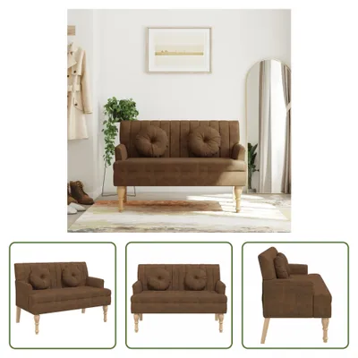 Produktbild von The Living Store Sitzbank mit Kissen Braun 113x64,5x75,5 cm Wildleder-Optik