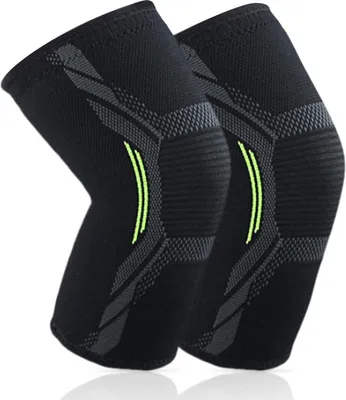 Produktbild von 2er Pack Kniebandage,Elastische atmungsaktive Knieschoner,Anti-Rutsch Kompression Knieorthese perfekt für Meniskusriss, Arthritis, Sehnenentzündung, Laufen,Kniebeugen,Sport, Damen und Herren