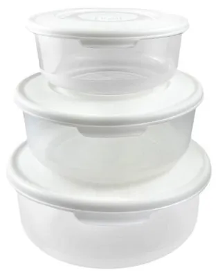 Imagen del producto de Conjunto de 3 recipientes herméticos Tontarelli, color blanco, de plástico, aptos para microondas