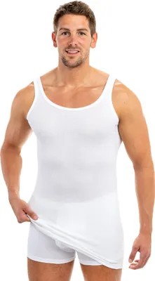 Produktbild von HERMKO 3007 extralanges Herren Unterhemd (+10 cm) Tank Top aus 100% Bio Baumwolle Größe 4 - 12, Größe:D 13 = EU 7XL, Farbe:weiß