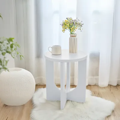 Produktbild von Beistelltisch 'Kysdajore' rund MDF 50 x Ø40 cm Weiß