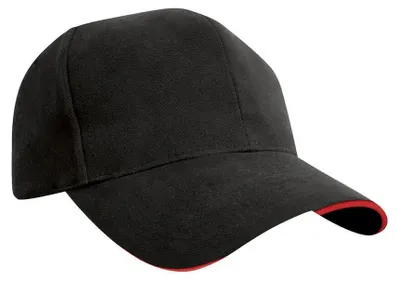 Produktbild von Result Headwear - Baseball-Mütze Sandwichschirm FK1740 (Einheitsgröße) (Schwarz/Rot)