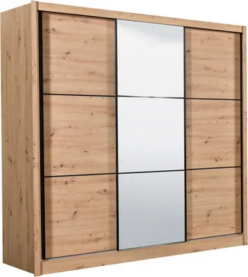 Immagine prodotto di Dmora Guardaroba Grande Marasino 242x216h cm Marrone Rovere Nodi, Appendiabiti 8 Ripiani
