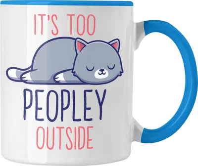 Produktbild von Trendation - Lustige Tasse mit Spruch Katzenbesitzer Geschenk Sprüche Kaffeetasse (Blau)
