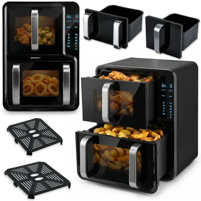 Zdjęcie produktu dla Frytkownica Beztłuszczowa Dwukomorowa Pionowa 12L Air Fryer Berdsen 2800W