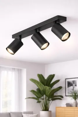 Produktbild von LED Deckenstrahler 3-flammig GU10 schwenkbar 350° drehbar – moderner Deckenspot Schwarz Braytron