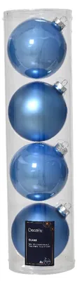 Productafbeelding van Kerstballen glas d10 cm sky blue 4 st Decoris