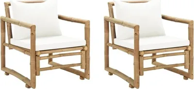 Immagine prodotto di vidaXL Gartenstühle 2 Stk. con Polstern e Kissen Bambus