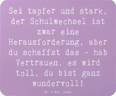 Produktbild von Mr. & Mrs. Panda Mousepad Spruch Einen Schulwechsel bewältigen - Lavendeltraum - Geschenk, Trost, Motivation, Mauspad, Vertrauem, mousematte, mausteppich, Geschenkideen