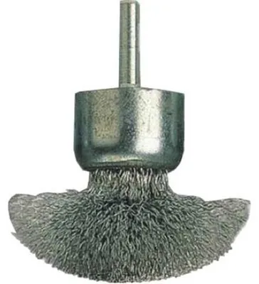Produktbild von Pilzbürste mit Stiel (Ø 6x25 mm), Ø 35 mm, gewellte Stahlfilamente für handgeführte Werkzeuge