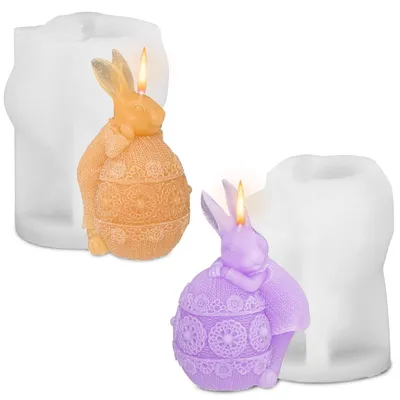 Immagine prodotto di 2 stampi in silicone per decorazioni di Pasqua tridimensionali a forma di coniglio