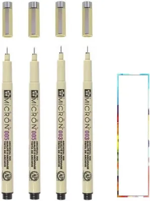 Produktbild von Sakura Pigma MICRON Schwarz 003 – Set mit 4 Stück – Set und 1 Packung