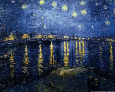 Obrázok produktu pre Vincent Van Gogh Art Print Obraz - Hviezdna noc nad Rhônou, 1888 (40 x 50 cm)