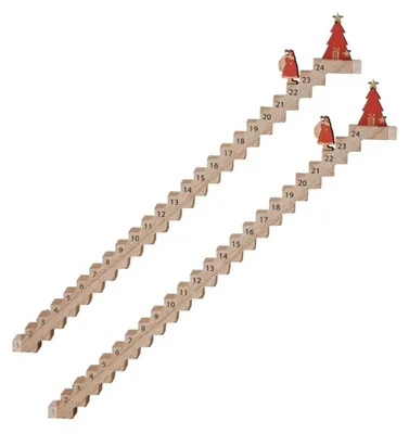 Productafbeelding van Countdown Kalender Voor Kersttrap Aftellen Tot Kerstmis Santa's Staircase Kerst Adventskalender Ornament Tafelbordje 2 Stuks