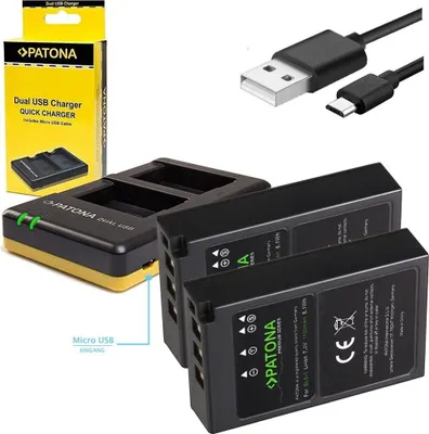 Zdjęcie produktu dla Podwójny zestaw ładowarki Olympus BLS5+2x akumulator 1100 mAh