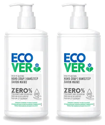 Image de 2 savons liquides pour les mains Ecover ZERO - Sans parfum - 250 ml - Pack avantageux - 2 pièces