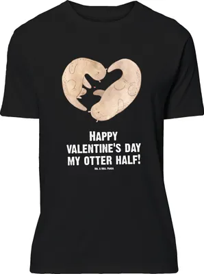 Produktbild von Mr. & Mrs. Panda Größe L T-Shirt Otter Valentine - Schwarz - Geschenk, Mitbringsel, mit Spruch, für Frauen, Valentinstag, Freundin, Partner, Hochzeitstag, Shirt, Tshirt