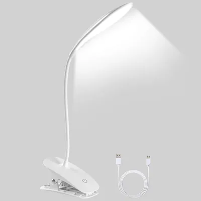 Immagine prodotto di Lampada da tavolo a LED con clip – Lampada da lettura USB con 3 livelli di luminosità, regolabile per la lettura e il lavoro