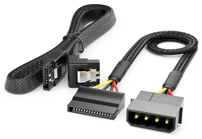 Produktbild von deleyCON 30cm Molex auf 15-pin SATA Kabel Set 6 Gbit/s - Schwarz