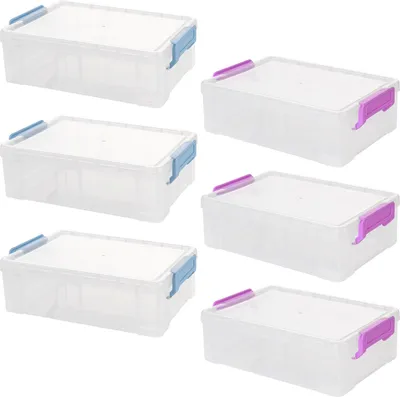Produktbild von Transparente Stifteboxen - stapelbar - 6 Stück - 22,5 x 14 x 7 cm