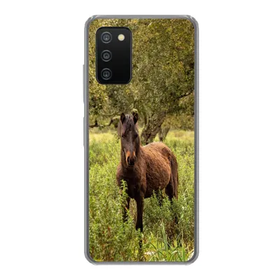 Produktbild von MuchoWow® Handyhülle Schutzhülle Hülle für Samsung Galaxy A03s Pferd - Wald - Gras Silikon Softcase Handy Hülle - Schutz
