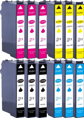 Produktbild von 12er Sparpack ersetzt Epson 16XL (16) Druckerpatronen