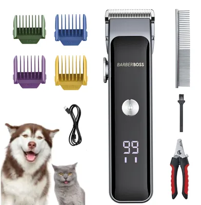 Obrázok produktu pre Sada na starostlivosť o srsť pre psov a mačky BarberBoss, bezdrôtová, s tichým zastrihávačom