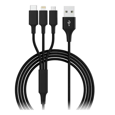 Produktbild von SMRTER Ladekabel 3in1 Lightning f.iPh./USB TypC/MicroUSB 120cm sw HYDRA PRO BK