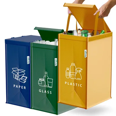 Immagine prodotto di Contenitori per rifiuti, capacità 3 x 40 litri, set da 3, in plastica, per uso domestico