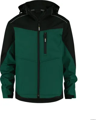 Obrázok produktu pre DASSY® Jakarta Dvojfarebná softshellová bunda BOTTLE GREEN/BLACK Veľkosť 2XL Dĺžka: STANDARD