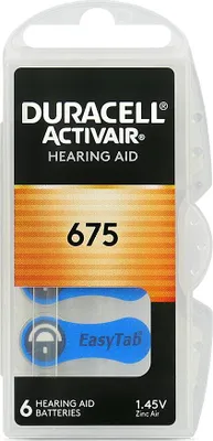Zdjęcie produktu dla 6 x baterie do aparatów słuchowych Duracell ActivAir 675