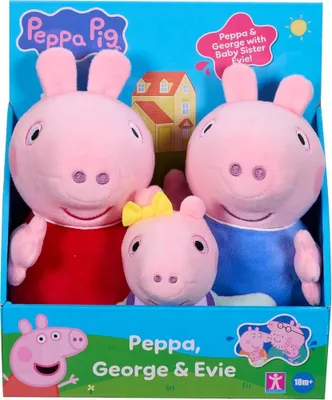Image de Peppa Pig 3 Pack - Peppa avec et Evie Ensemble de peluches douces