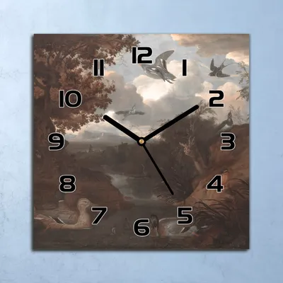 Produktbild von Wanduhr Echt-Glas-Küchenuhr Vögel Malerei Quarz Lautlos 30x30 Deko Bilder