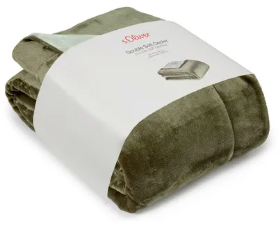 Produktbild von s.Oliver Doublesoft Kuscheldecke 150x200 - super kuschelig & warm, Polyesterflausch Decke dunkelgrün grün