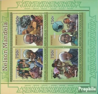 Produktbild von Briefmarken Togo 2011 Mi 3974-3977 Kleinbogen (kompl. Ausgabe) postfrisch Nelson Mandela und Mineralien