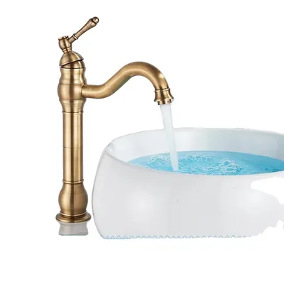 Produktbild von Waschtischarmatur, Einhebel, mit schwenkbarem Auslaufdesign, Antike Messing Hoch