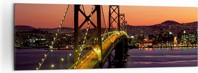 Produktbild von Bild auf Leinwand - Leinwandbild - Brücke Fluss Landschaft - 160x50cm - Wand Bild - Wanddeko - Leinwanddruck - Bilder - Kunstdruck - Wanddekoration - Leinwand bilder - Wandkunst - AB160x50-0120