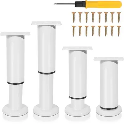 Immagine prodotto di Base per tavolo - Piedino regolabile e flessibile per tavoli - Set da 4 - Metallo - Bianco