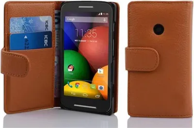 Produktbild von Cadorabo Schutzhülle für Motorola MOTO E Hülle in Braun Handyhülle Etui Case Backcover Kunstleder Tasche