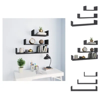 Produktbild von vidaXL Wandregal 3 Stk. Grau Holzwerkstoff - Wandregale