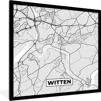 Produktbild von MuchoWow® Gerahmtes Poster Witten - Karte - Stadtplan - Deutschland - Karte 40x40 cm - Poster mit Schwarzem Bilderrahmen Wandposter Rahmen Foto Bilder - Mit Rahmen - Wanddekoration Schlafzimmer