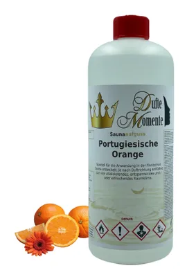 Produktbild von Dufte Momente | Saunaduft Konzentrat Portugiesische Orange 1 Liter | naturreine und natürliche ätherische Öle | vegan und ohne Tierversuche