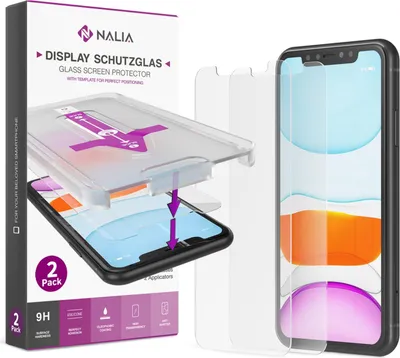 Immagine prodotto di Set di vetro protettivo e applicatore NALIA (2x) per iPhone 11 Pro / X / Xs, protezione del telefono cellulare