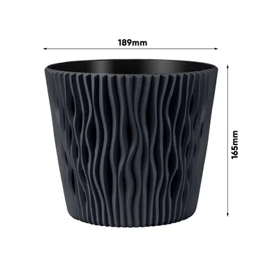 Produktbild von Anthrazitfarbener Blumentopf mit Einsatz SANDY ROUND DSR190-S433
